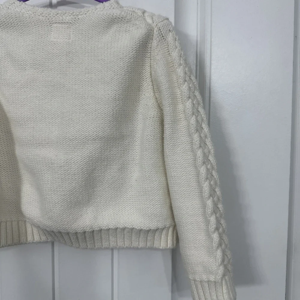 Baby Gap 18-24 Months Cable Knit Floral Embroidery Cardigan Ivory Frost Cotton